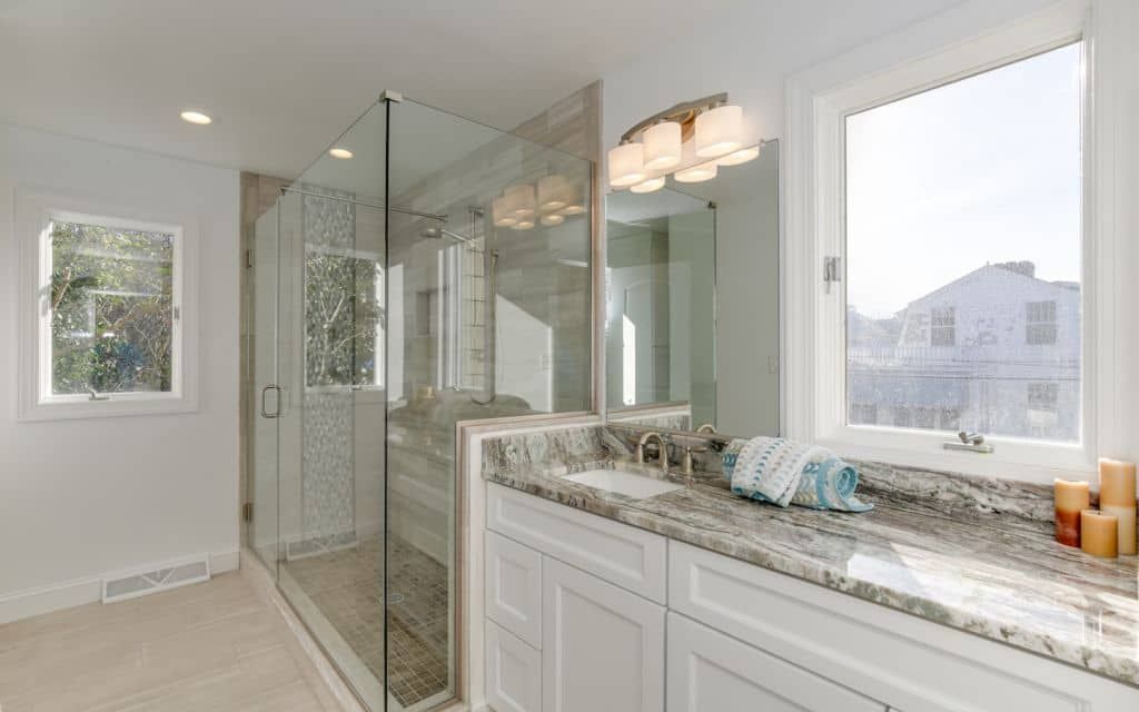 A photo of a custom bathroom remodel built by the team at JB Design & Remodeling